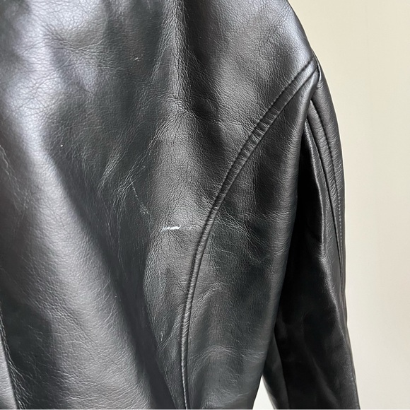 Vintage 90s Y2K Rave 4 Real Black Faux Leather Jacket Large Gothic Grunge Cyber - Picture 12 of 16